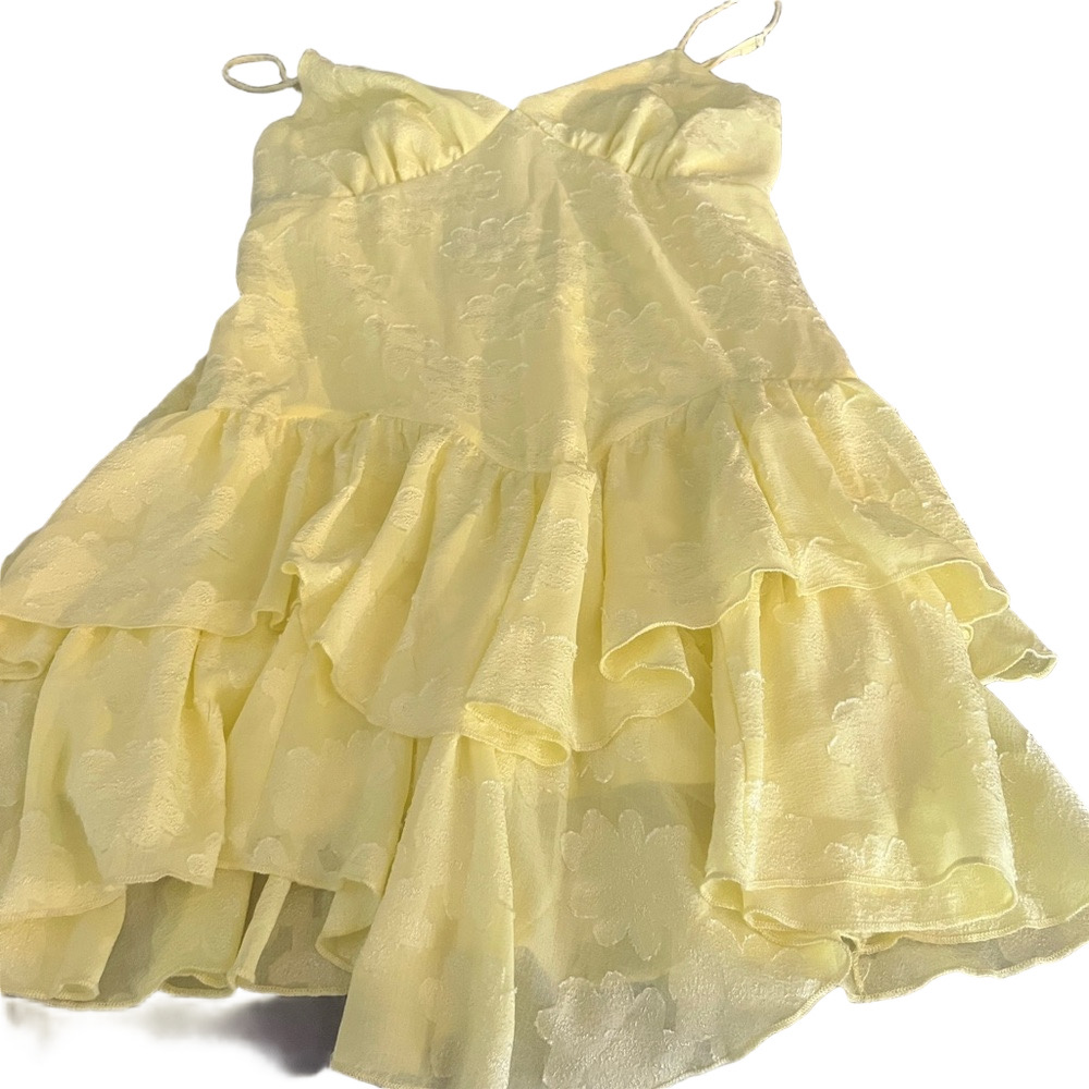 Wild Fable Light Yellow Ruffled Dress